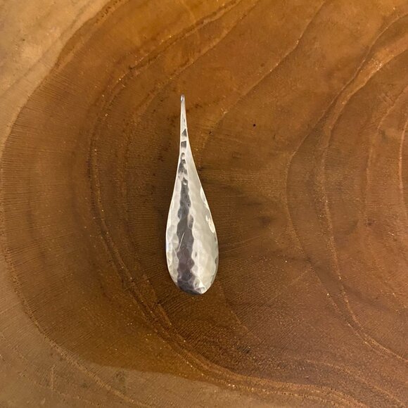 Hammered Silver Bar Earrings, Handmade Sterling Silver  SINGLE Retired Hammered Teardrop Ear Hook Earring, Sterling Silver